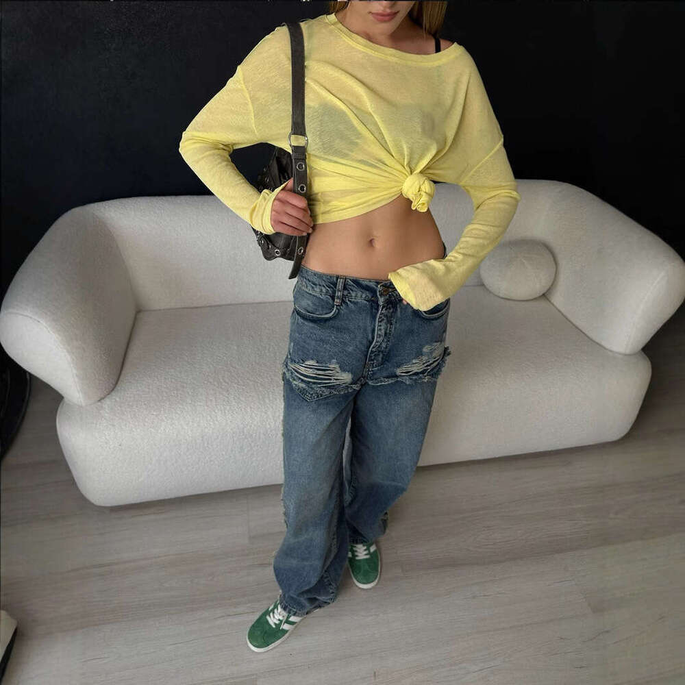 New Sexy Soft Lyocell Off-Shoulder Long Sleeve T-Shirt Women's Transparent Top B5 b7