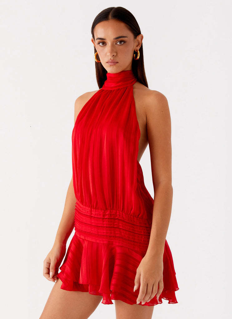2025 Summer Women's S New Sleeveless Sexy Strap Bareback Tie Dress New Designer Dress