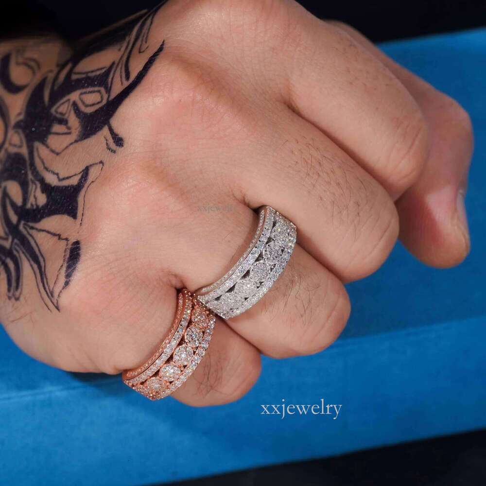 Moissanite ringCertificate bracelet ring Sterling Sier Gold Plated Hip Hop Jewelry New Style Dia