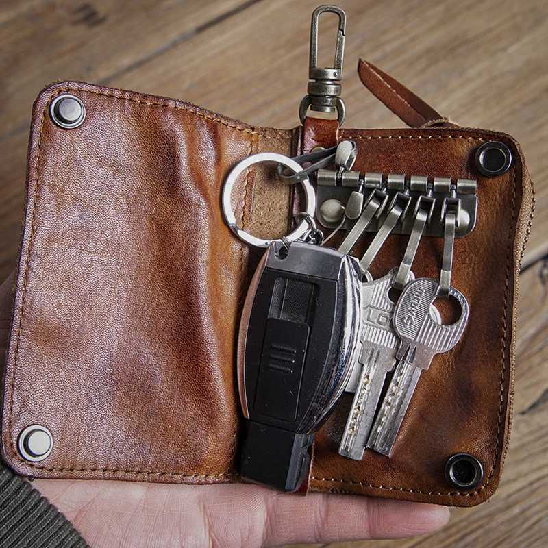 GURO High Quality Genuine Leather Key Bag for Men and Women Waist Hanging Car Key Case Organizer Multifunctional Card Holder Coin Purse G250802