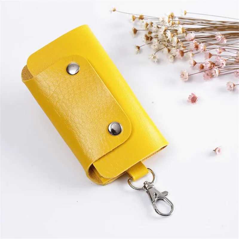 1 PC Portable Leather Housekeeper Keychain Holder Car Keychain Key Holder Bag Case Unisex Wallet Cover Simple Solid Color Storage Bag G250802