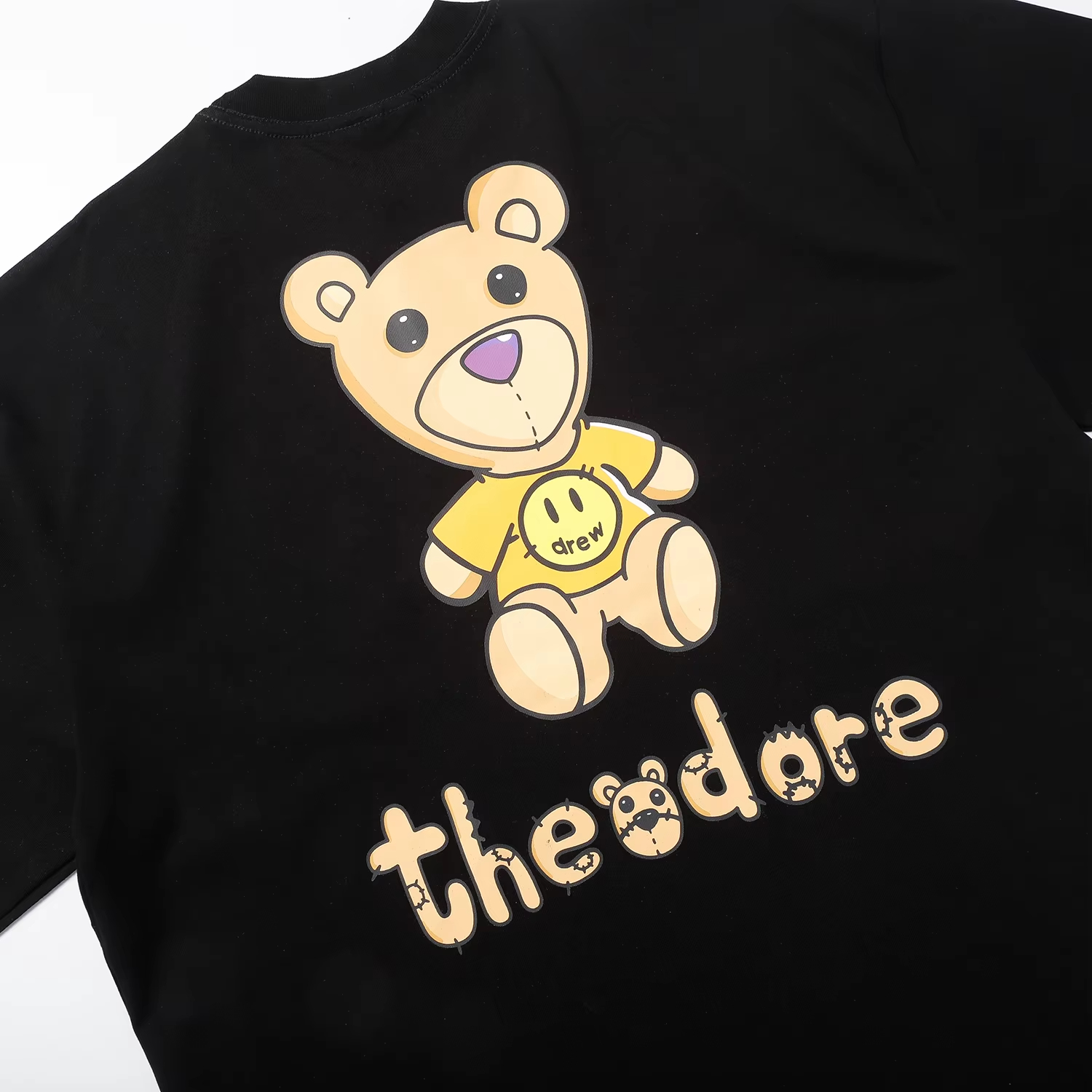 DREW HOUSE Mens Clothing Multicolor cartoon Bear T shirt men's and women's printed loose short sleeve T-shirt Designer luxury