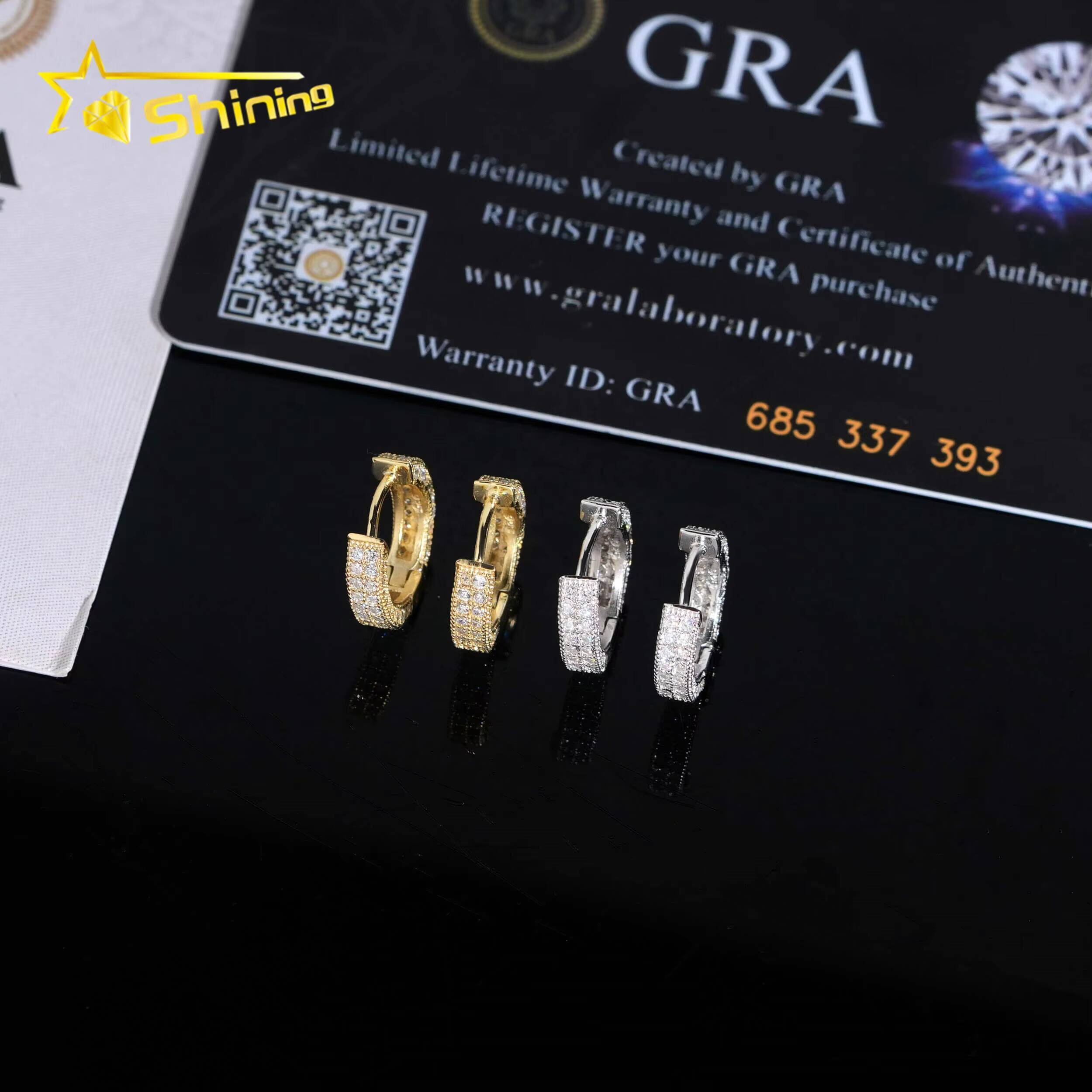 USA Warehouse Fast Shipping Iced Out Sparkling Earrings 925 Sterling Silver Moissanite Diamond Hoop Earring