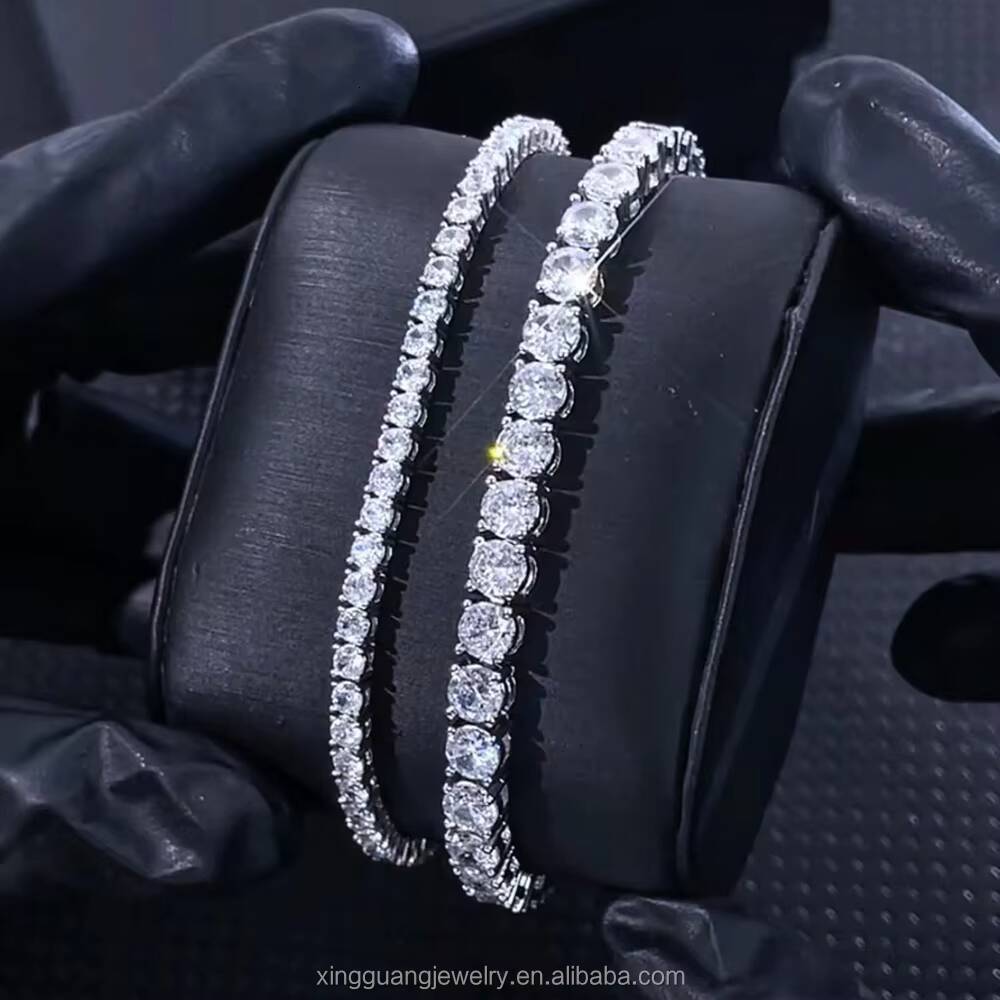 Popular Sale Prong Set Men Women 2mm to 6.5mm Wide Pass Diamond test VVS Moissanite Tennis Chain Bracelets 925 Silver Jewelry