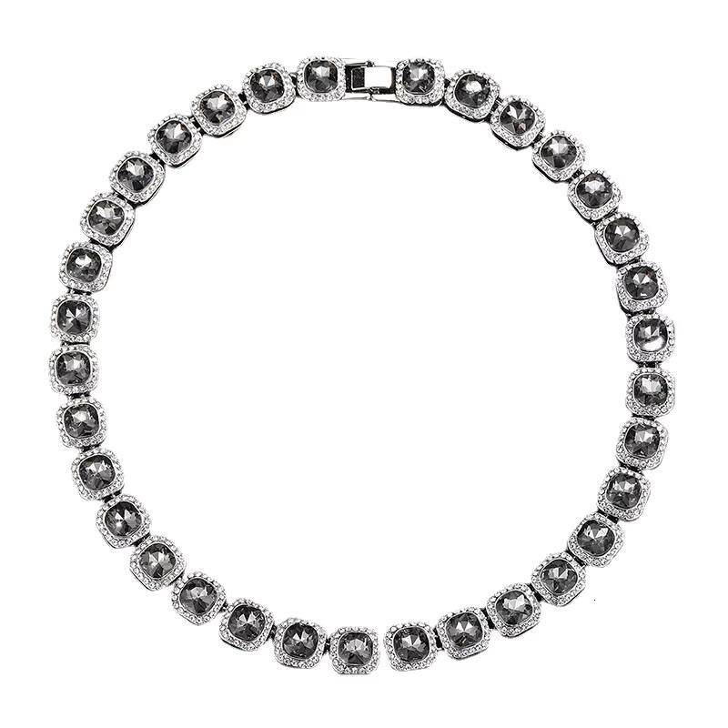 Cuban Chain Rock Sugar Jewelry Obsidian Inlaid Diamond 12mm Square Trendy Brand Fashion Stainless Steel Wholesale