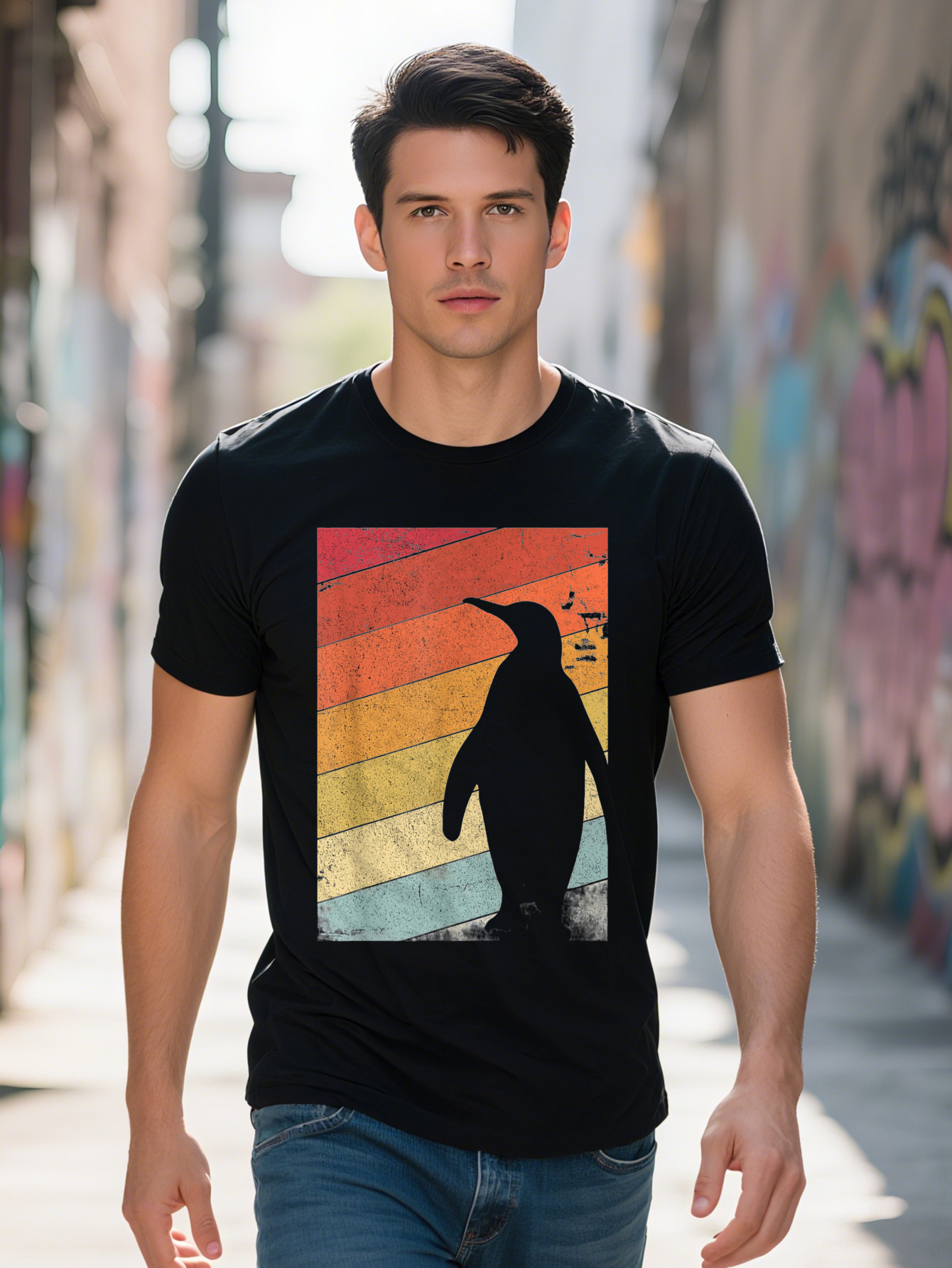 Penguin Retro Style T Shirt Cotton G 13011 27af8