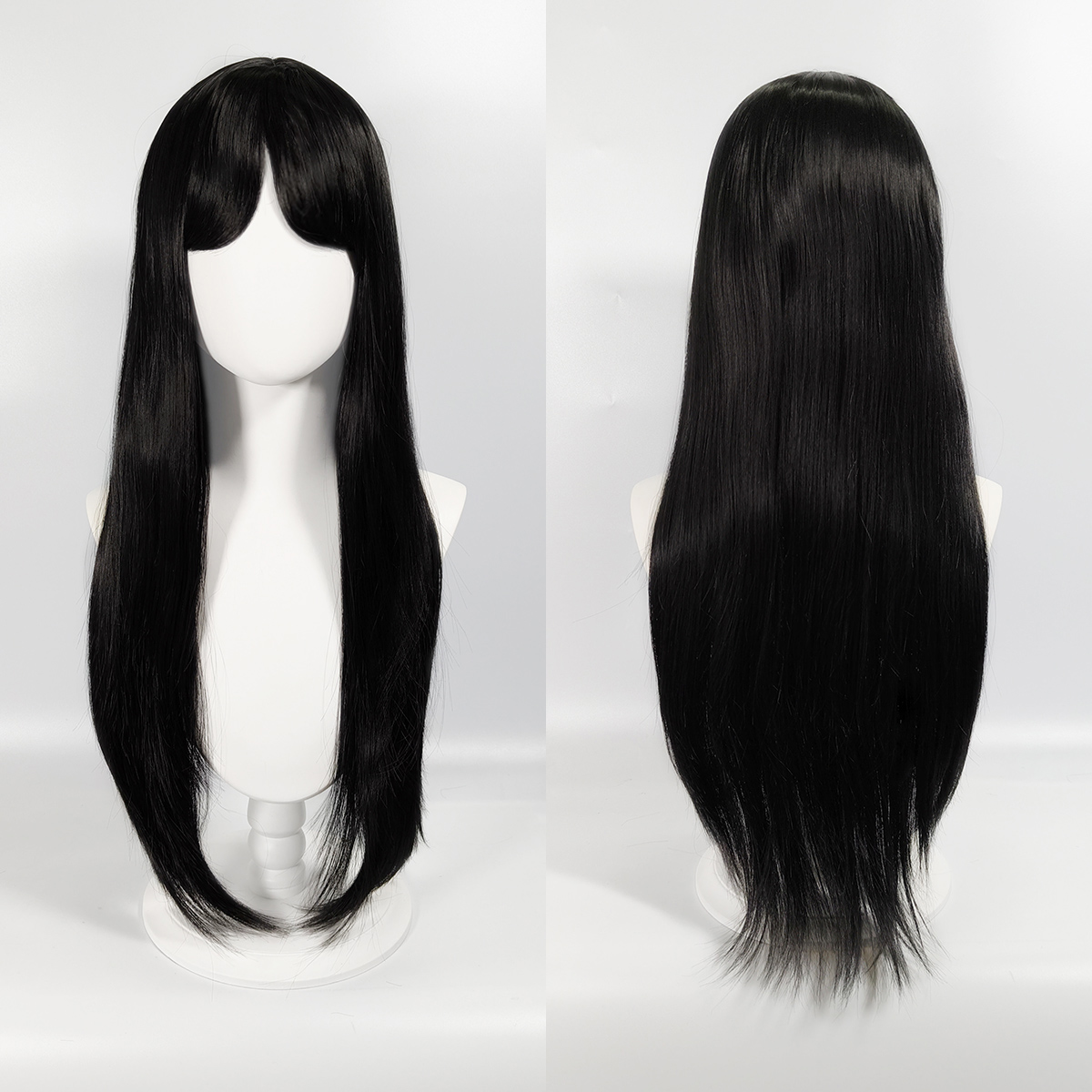 Japanese style long straight hair with air bangs face-framing wig, fashionable cosplay full headpiece