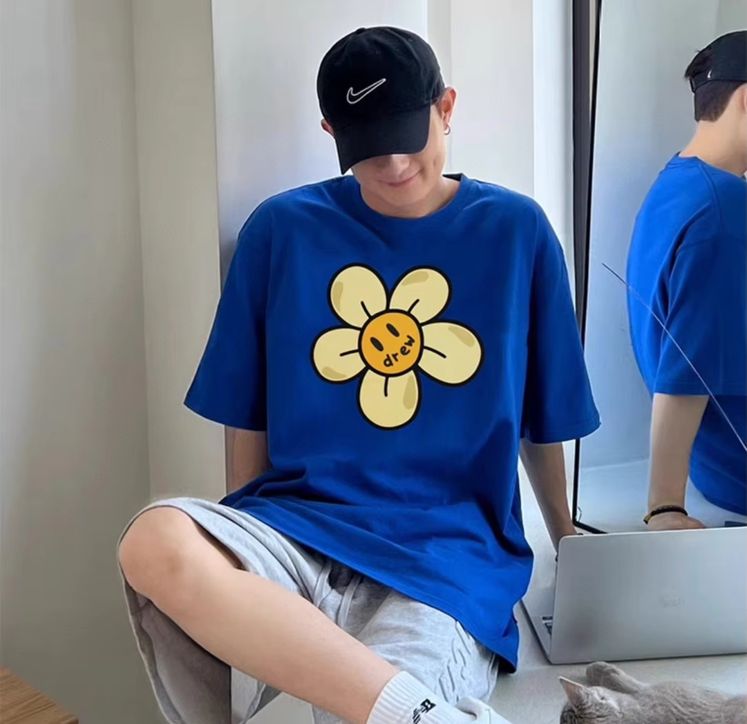 DREW HOUSE Men's Designer T-shirt T Shirts Summer Painted Graphic Shirt Unisex Men Women Short Sleeve Fashion Top Casual Vintage Luxury Brand Ret