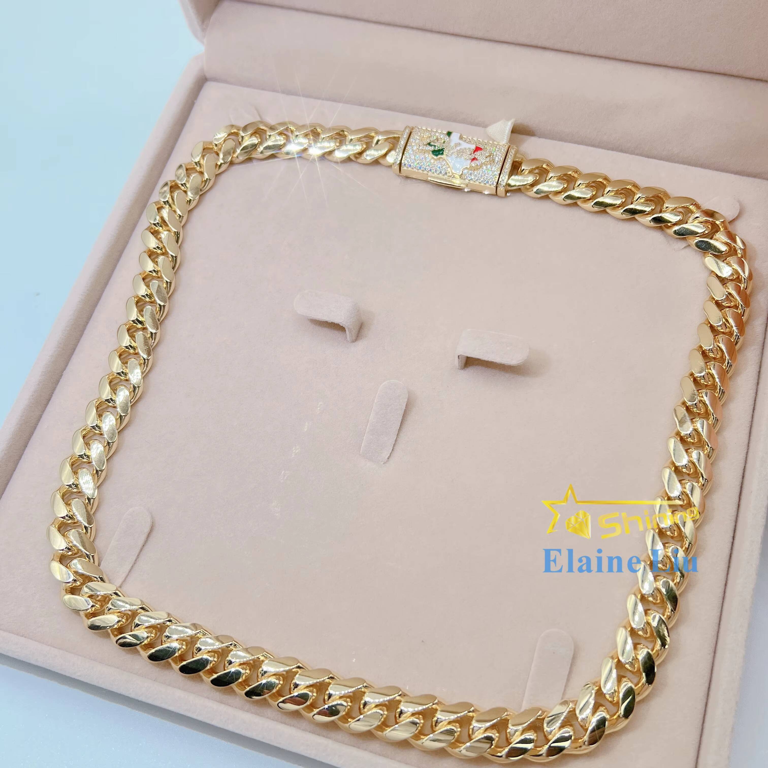 12mm Plain Chain Fashion Jewelry Gra Certificate 925 Sterling Silver Vvs Moissanite Cuban Link Chain