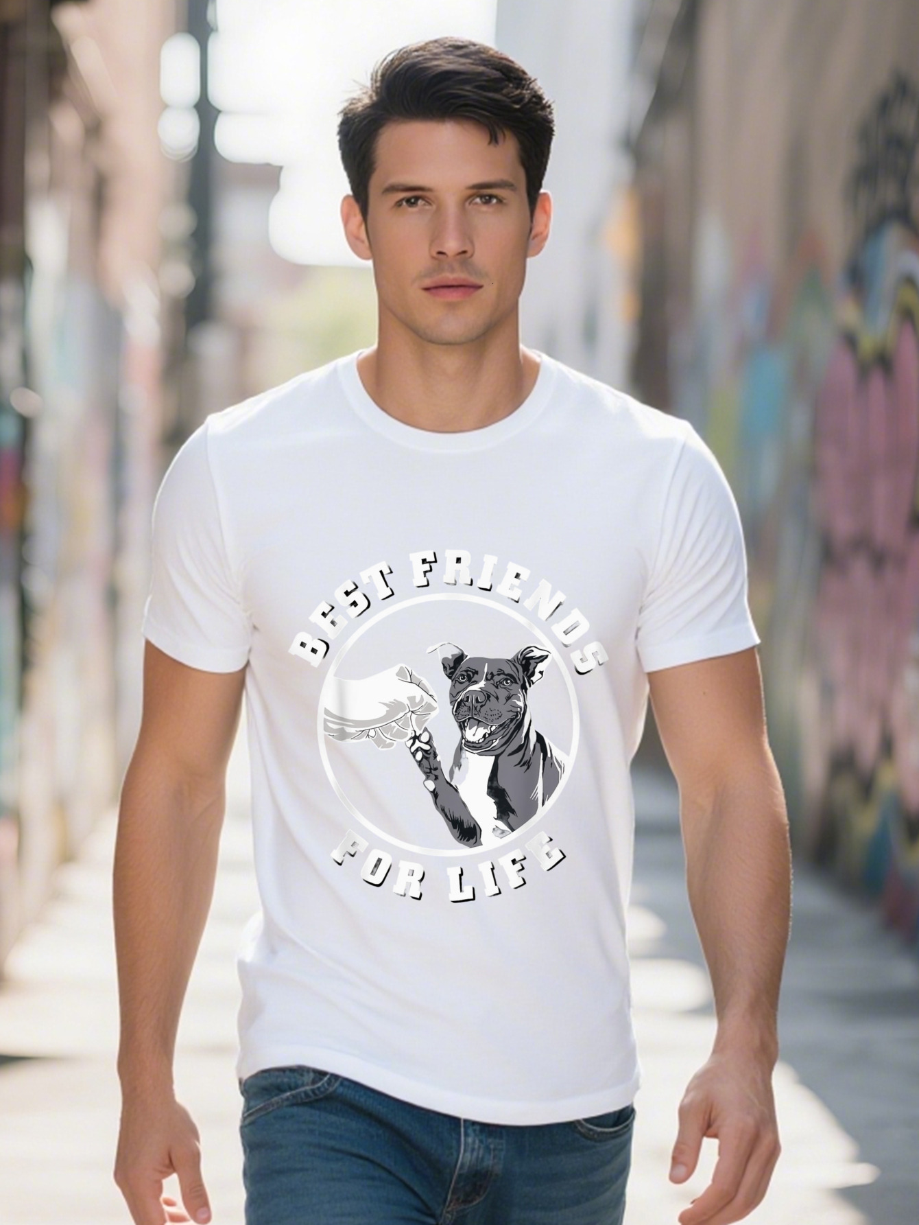 Pitbull Best Friends For Life Pet Dog Pit Bull Lover T Shirt Cotton b7e92