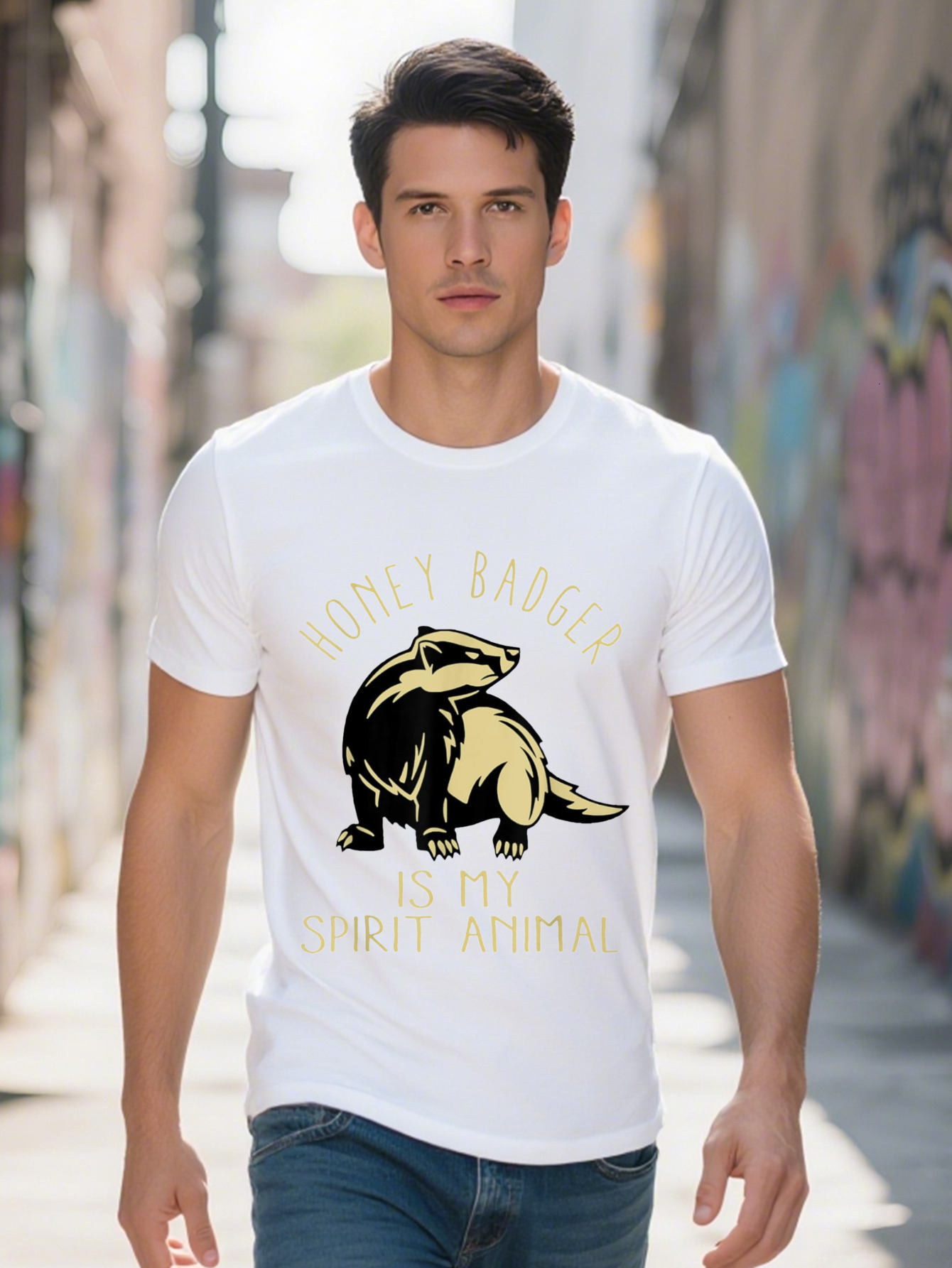 Men S T-shirt g Cotton Is My Spirit Animal Gift For Pet Honey Badger T-Shirt cc271