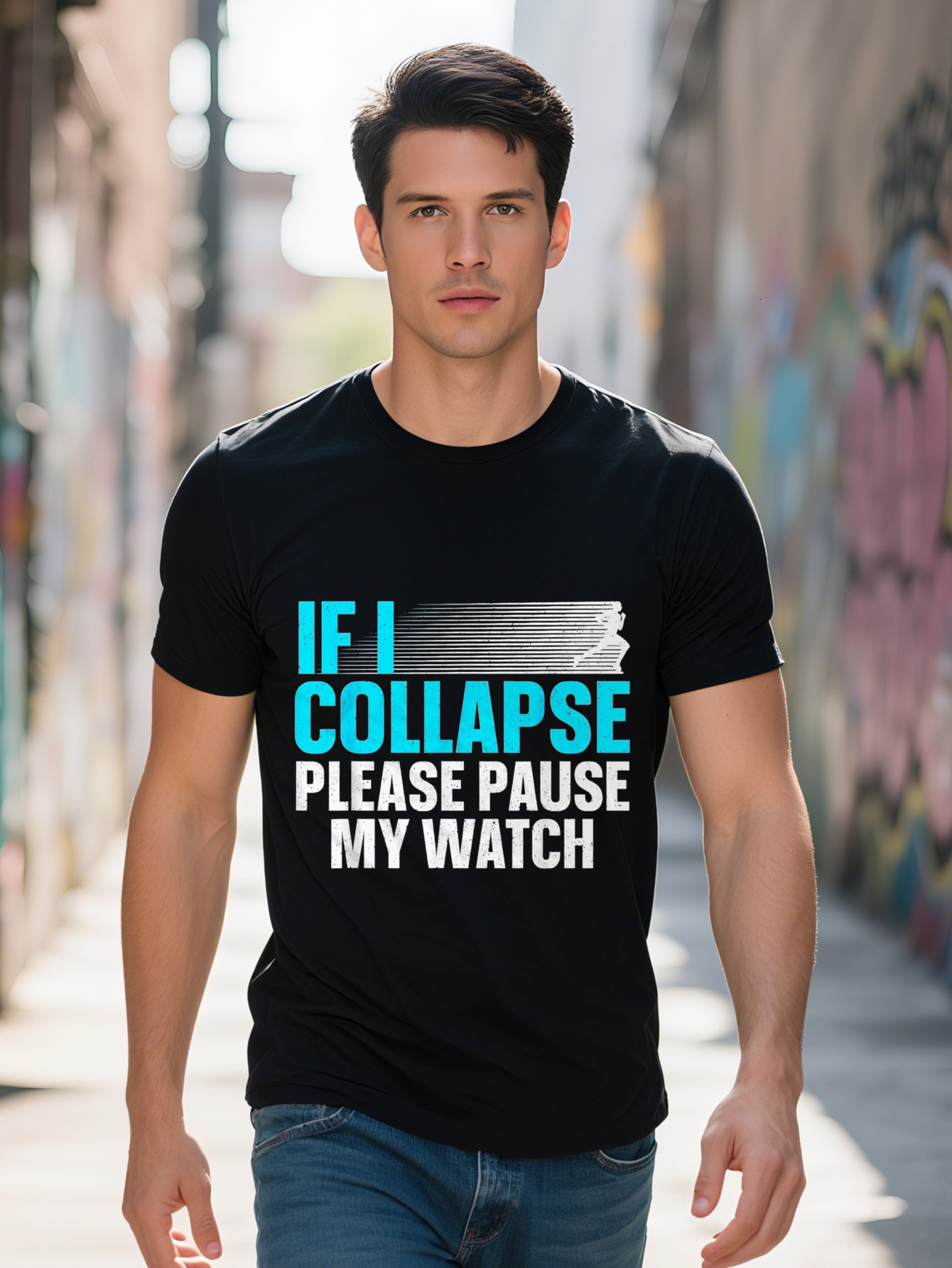 Marathon Running T-Shirt Men and Women Cotton Casual Crew Neck with Short Sleeves Slight Stretch Digital Print 96740