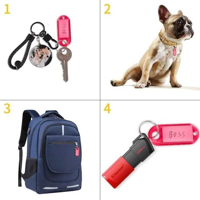 Transparent Colorful Keychains Split Ring Plastic Key Tags Pendant Taggable Number Name Label Keyring Crystal Accommodation Sign G250802