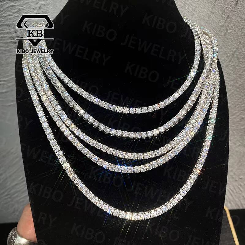 Hip Hop Chains Wholesale Tennis Jewelry Iced Out Gold Plated 925 Sterling Silver 3 4 5 MM VVS Moissanite Tennis Necklace Chain