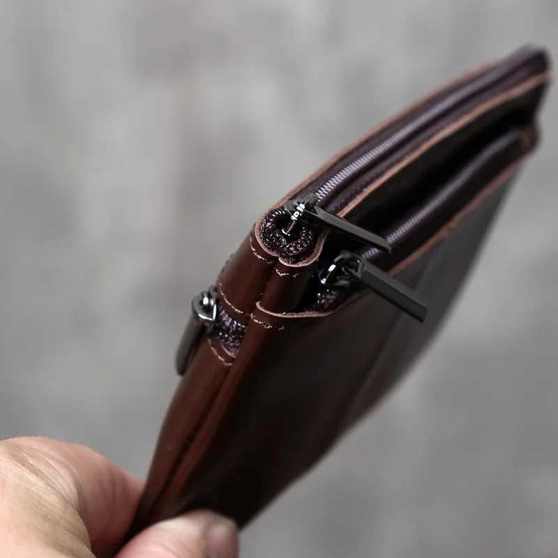 Handmade Genuine Leather Small Wallet Business Card Bag Top Layer Cowhide Simple Zipper Drivers License Bag Bus Card Bag G250802