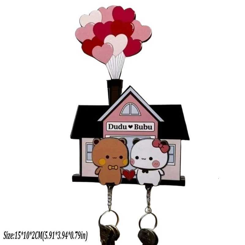 Wall Key Holder Panda Bubu And Dudu Acrylic Keychain Hanger Cartoon Backpack Charm Key Ring Pendant Accessory Couple Gift G250802