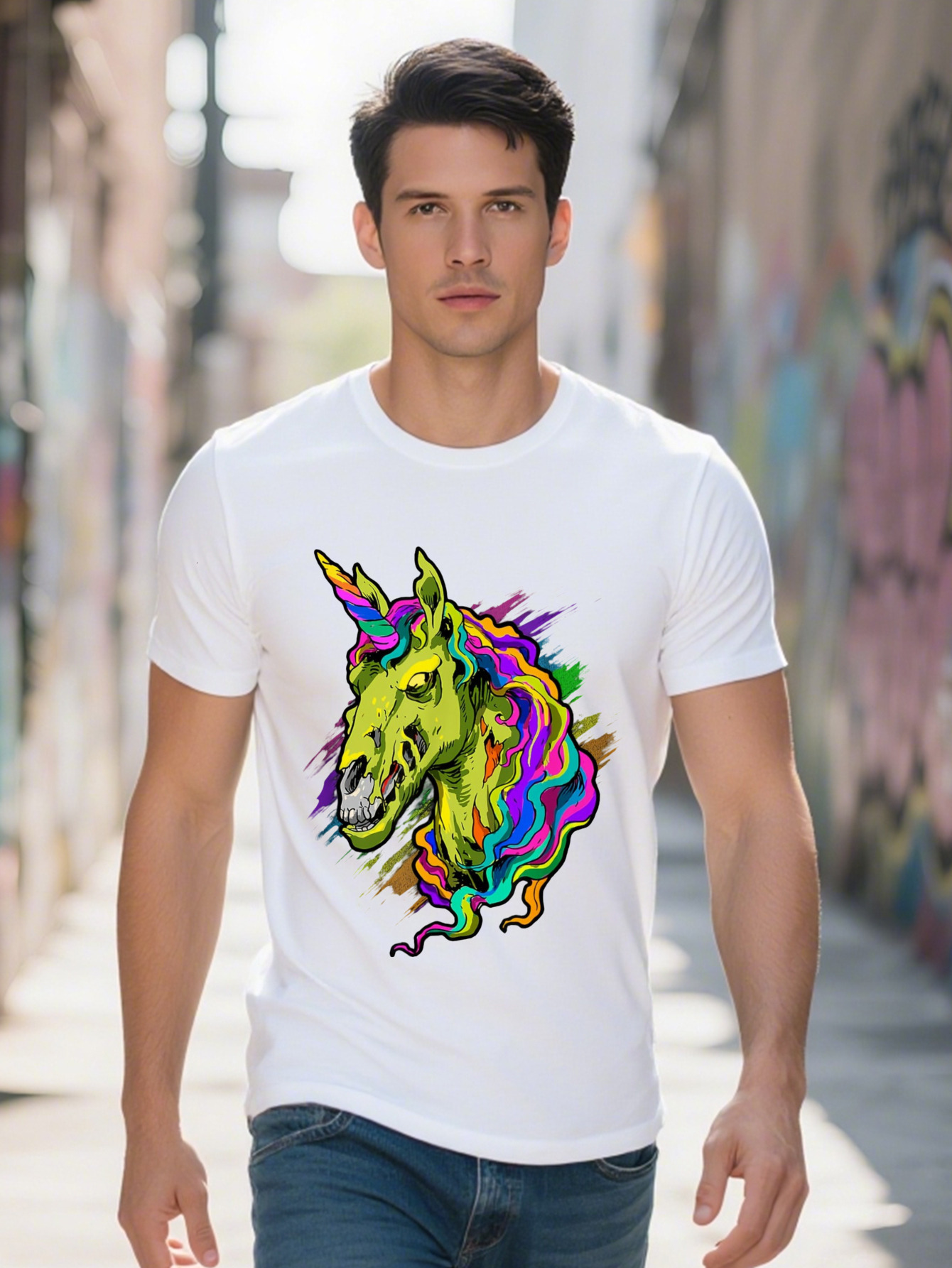 Men s Black Zombie T Shirt Short Sleeve Round Neck Casual Fit Vibrant Colorful Design High Quality Washable Apparel 4ba2f