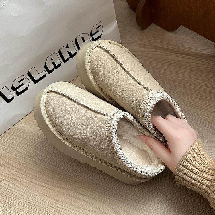 free shipping fashion thick sole boots 2025 autumn winter new collection Ladies' versatile slippers boots black brown off-white indoor outdoor ca