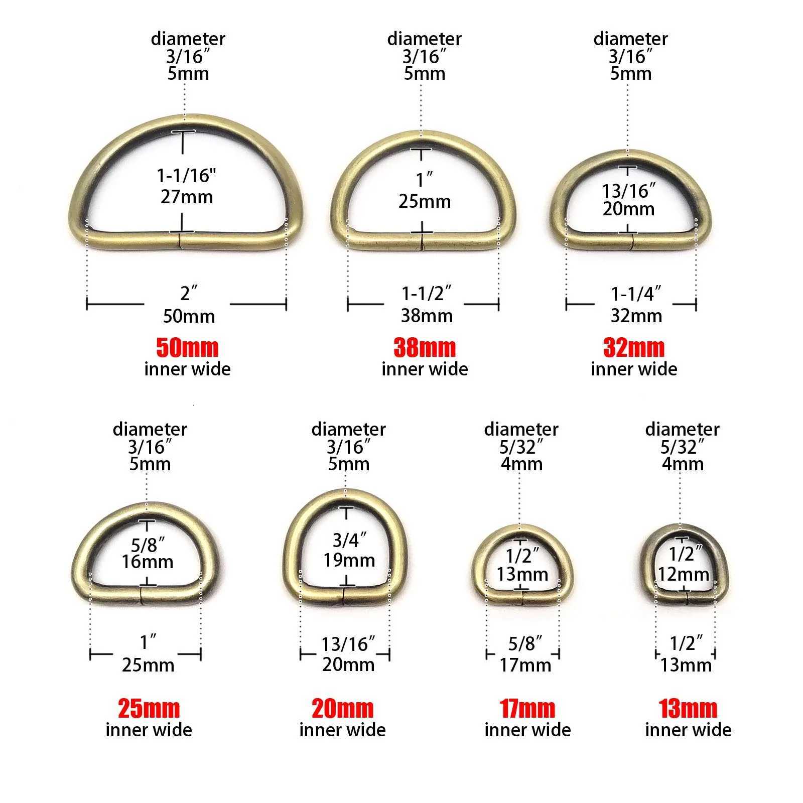 5pcs High Quality Thickened Metal Leather Hand Bag Backpack Purse Strap Belt Dog Collar Chain Semi O Dee D Ring Buckle Clasp DIY G250802