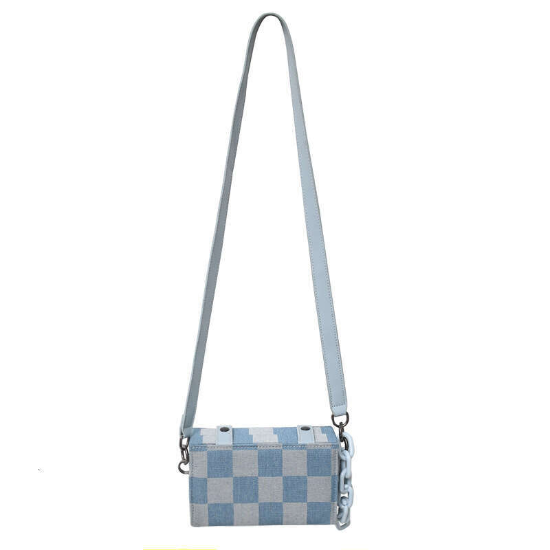 DHessentials Denim Chain Small Square Men Trendy Brand Casual Versatile Fashion Korean Version Box Canvas Single Shoulder Crossbody Bag Women