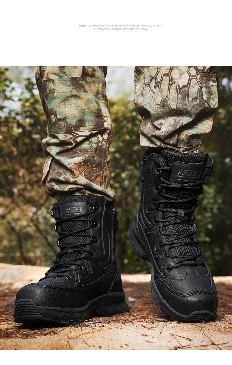 1902 Outdoor simulation game plus size military boots, anti-skid combat boots, outdoor hiking and mountaineering training boots