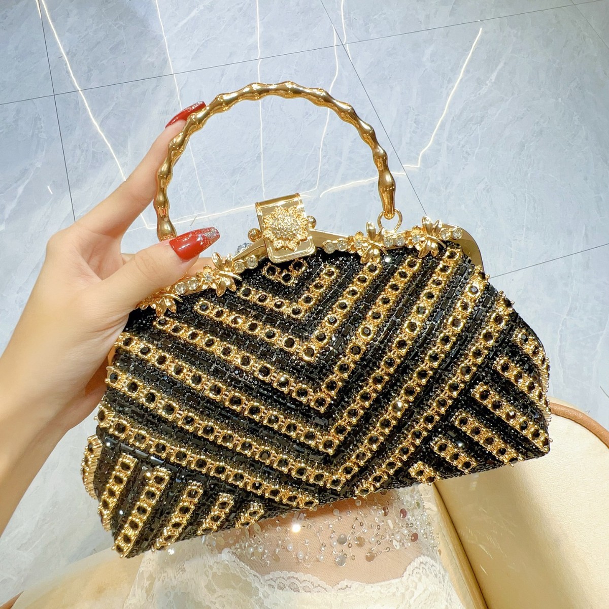 Free delivery bags designer women Luxury Bag tote bag wallet purse puff channeled bag Diamond handbag with chain inlay