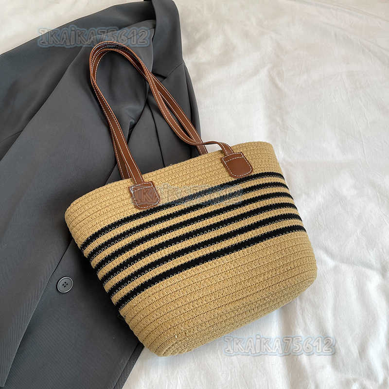 Casual Beach Tote Bag Large Capacity Woven Shoulder Bag Straw Bag for Women Summer Personality Straw Bag Bucket Bag H250804