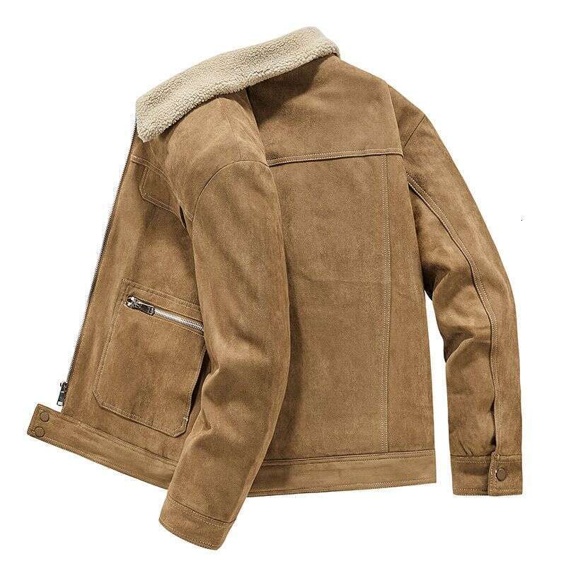 Men's Winter Warm With Added Veet And Thick Coat, New Suede Lambhair Lapel Casual Jacket