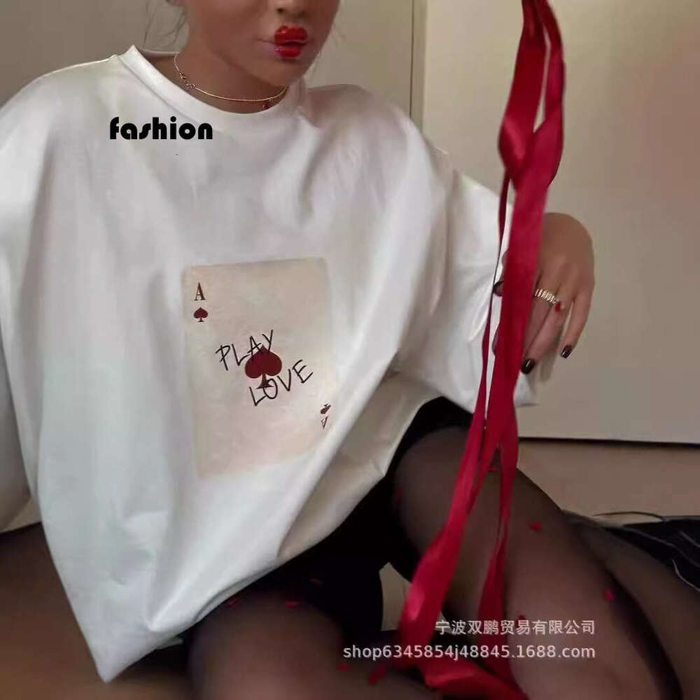 New Pure Cotton Short Sleeve Top Niche Print Round Neck T-Shirt Loose Soft Ins Style Women's Clothing B5 b7