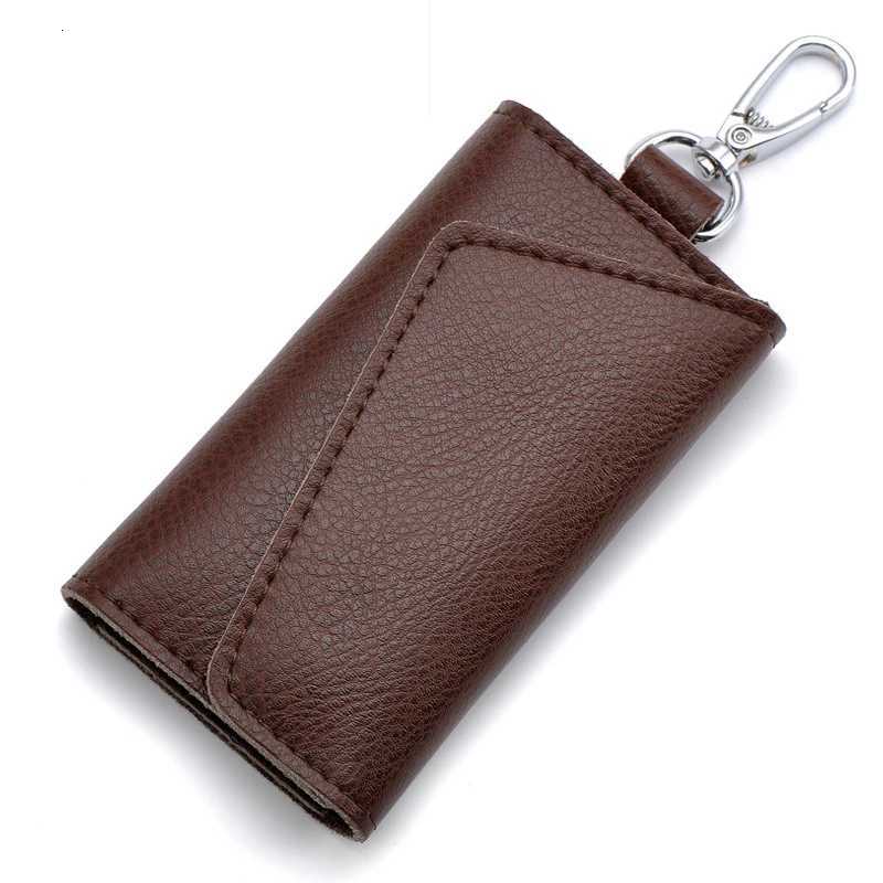Genuine Leather Keychain Men Women Key Holder Organizer Pouch Cow Split Car Key Wallet Housekeeper Key Case Mini Card Bag G250802