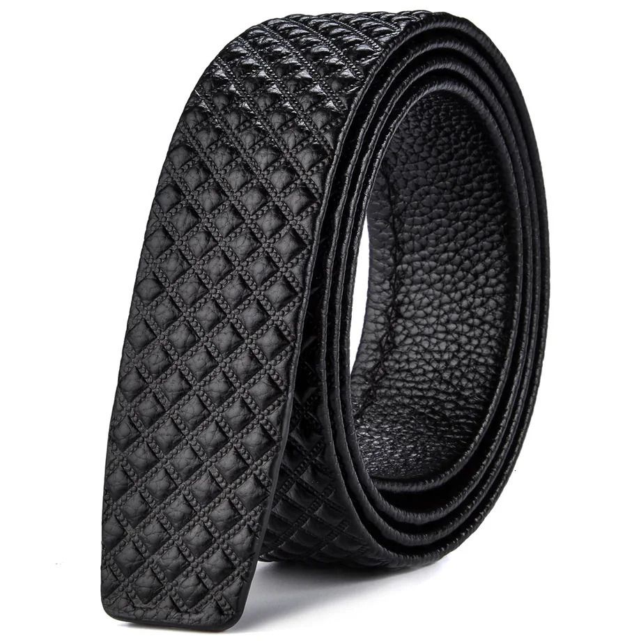 No Buckle 3.5cm Width Cowskin Genuine Leather Belt Men Without Automatic Buckle Strap Male Black Brown Blue Gray White B509 250730
