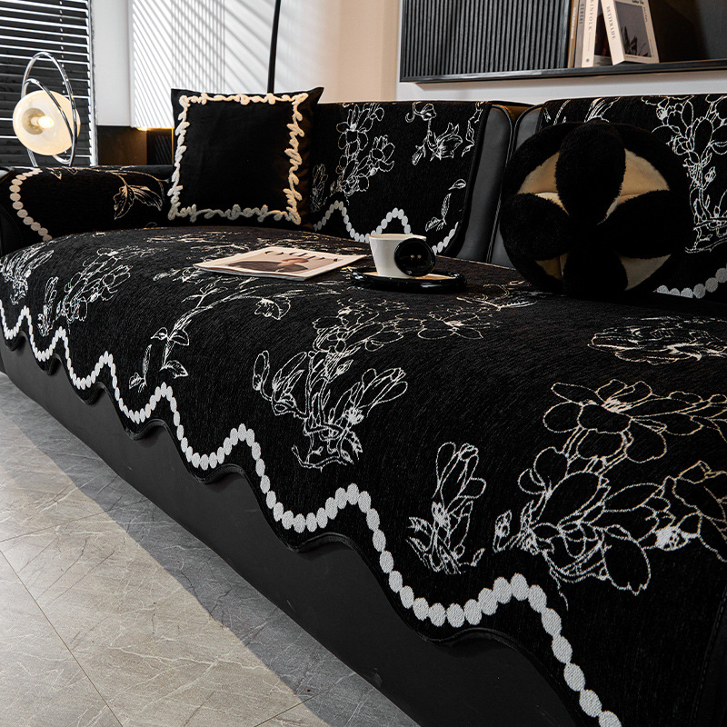 Designer Sofa Covers Blanket Non-Slip Sectional Couch Covers Luxury L Shape Resistant Sofa Slipcover for Furniture Bed Couch Sofa Chenille