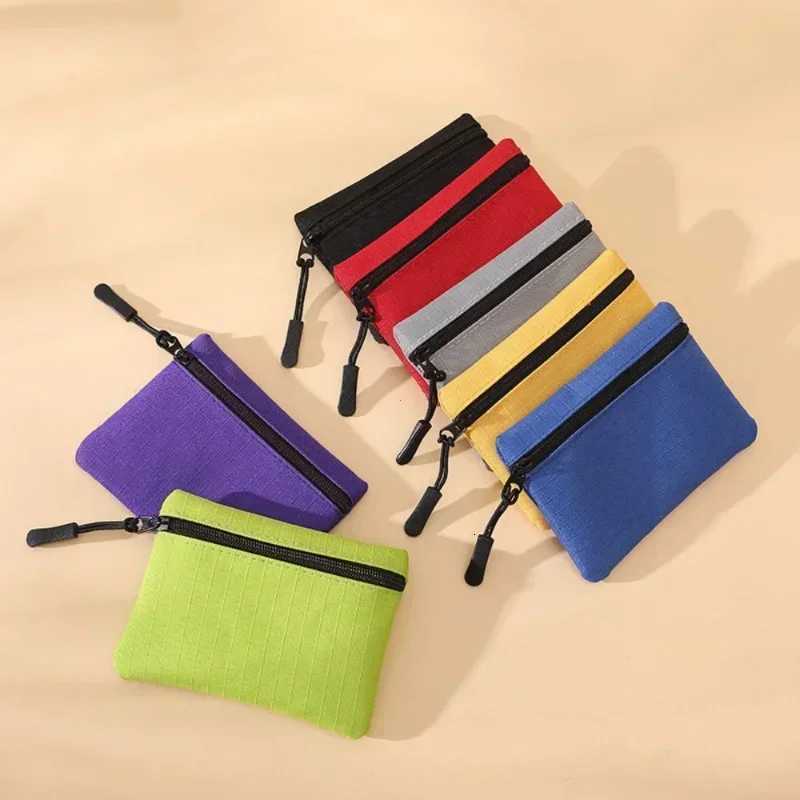 Canvas Mini Coin Purse Simple Zipper Kid Storage Pouch Money Pocket Solid Color Coin Key Bag for Women and Men Cute Wallet Mini Purse G250802
