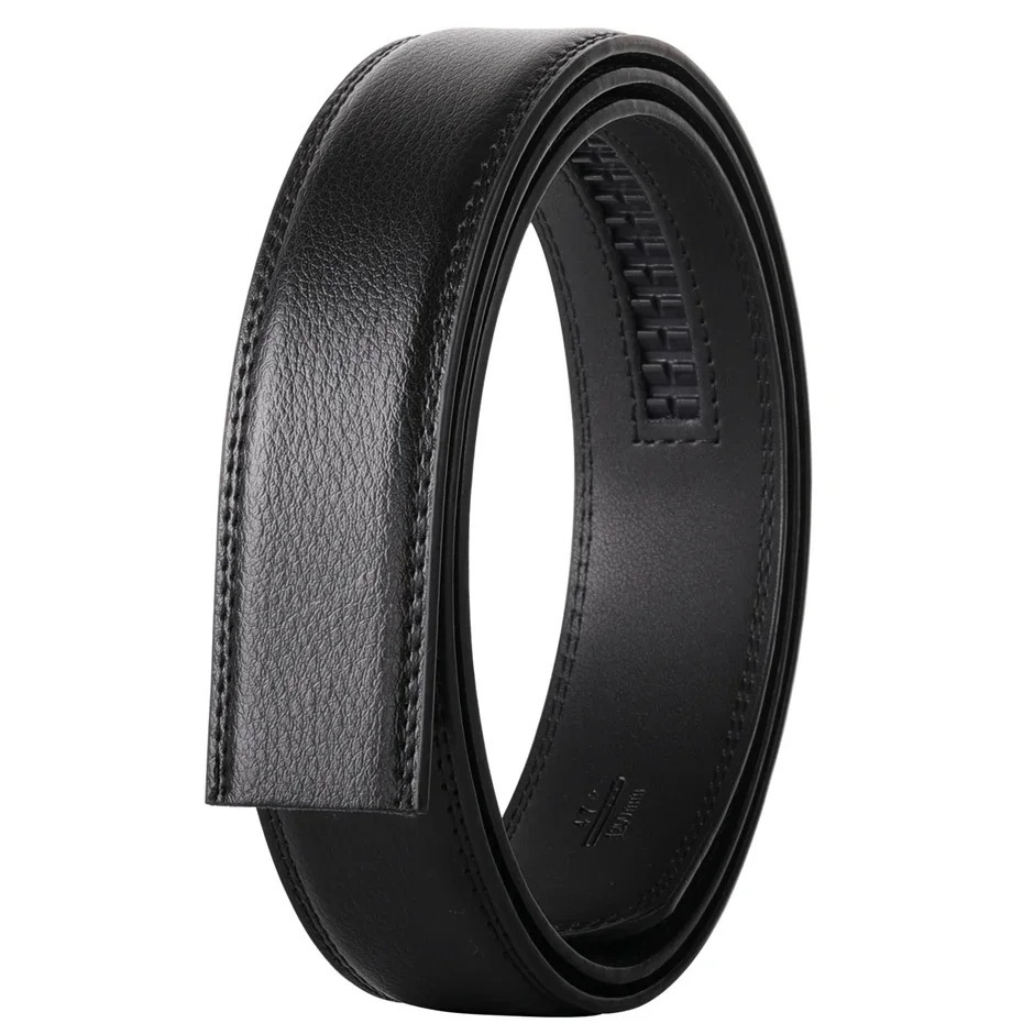 No Buckle 3.5cm Width Cowskin Genuine Leather Belt Men Without Automatic Buckle Strap Male Black Brown Blue Gray White B509 250730