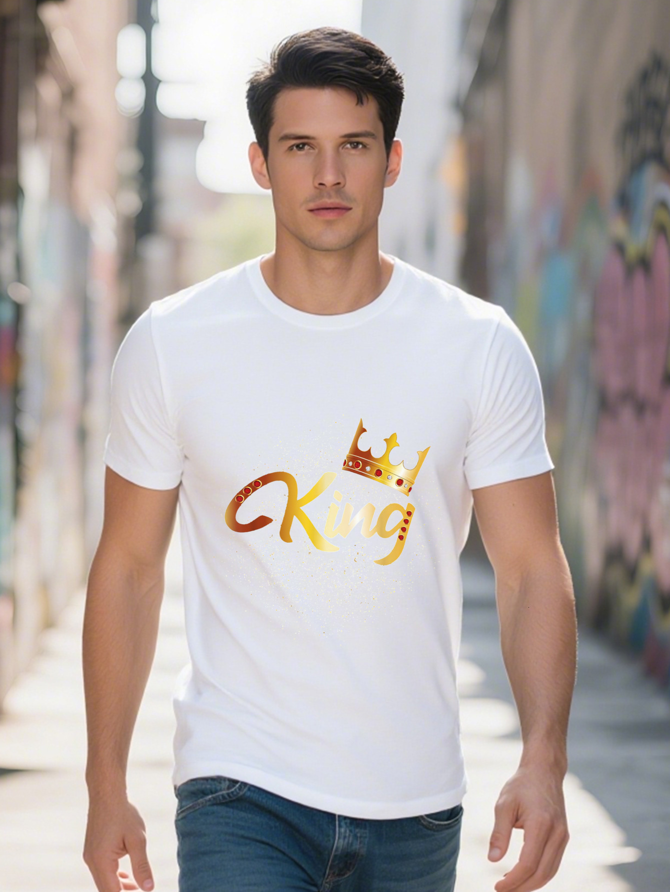 King Men Boys Matching Couples Him Her T Shirt 55ef0