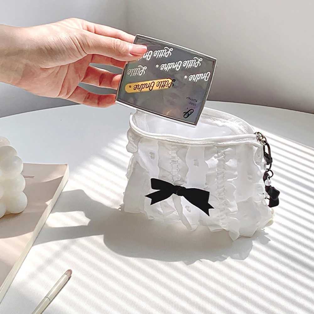 Cute Lace Bow Coin Purse Portable Cosmetic Storage Bag Womens Wallet Key Makeup Lipstick Pouch Headphone Organizer Clutch Bags G250802