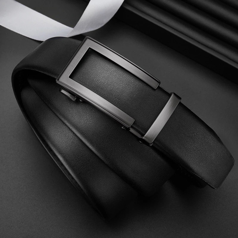 Fashion Men Genuine Leather Belt Automatic Buckle Adjustable Ratchet Belt Jeans Belt Formal Belt 250730