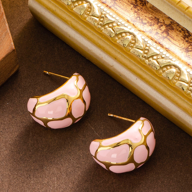 Fashion Melad Style Oil Drop Irregular Pattern Earrings for Women Light Personality Stylish Sier Needle Ear Jewelry