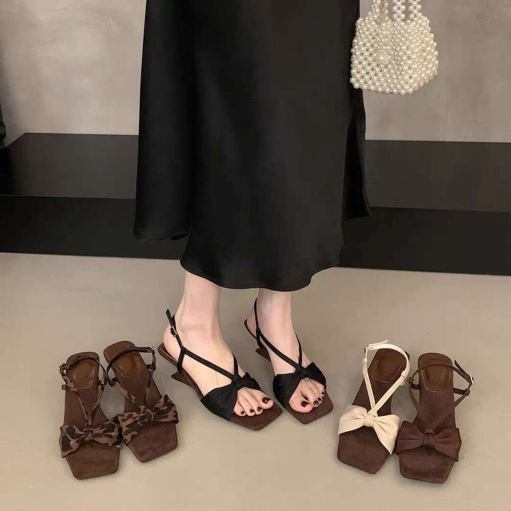 Niche French Style High Heels Bowknot designer shoes Sandals Fairy 2025 New Summer Elegant Matching Dress Roman Shoes
