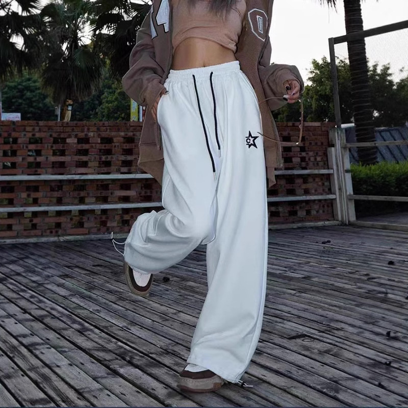 Free shipping designer American Street Retro Casual Pants for Women High Waist Loose Straight Pants Hip Hop Drawstring Sweatpants High quality clothin