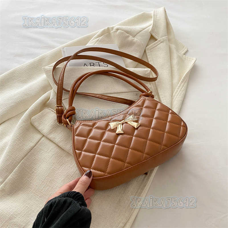 Textured Bow Handbag for Women 2025 New Summer Unique Crossbody Bag Niche Aesthetic Single Shoulder Crescent Bag H250804