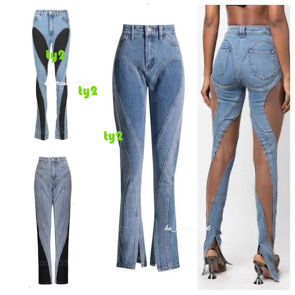Jeans Womens Designer Trouser Legs Open Fork Tight Capris Denim Trousers Add Fleece Thicken Warm Slimming Jean Pants Brand Women Clothing Embroidery M