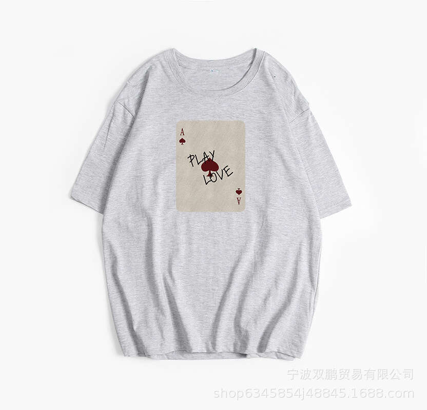 New Pure Cotton Short Sleeve Top Niche Print Round Neck T-Shirt Loose Soft Ins Style Women's Clothing B5 b7