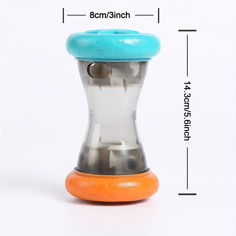 Roll the pet's food drain with dumbbells