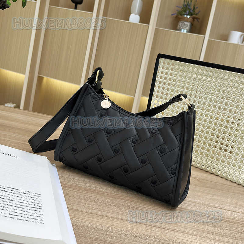 Womens Bag 2025 Spring Summer New Trendy Fashion Plaid Heart Embroidery Underarm Bag Shoulder Bag H250804