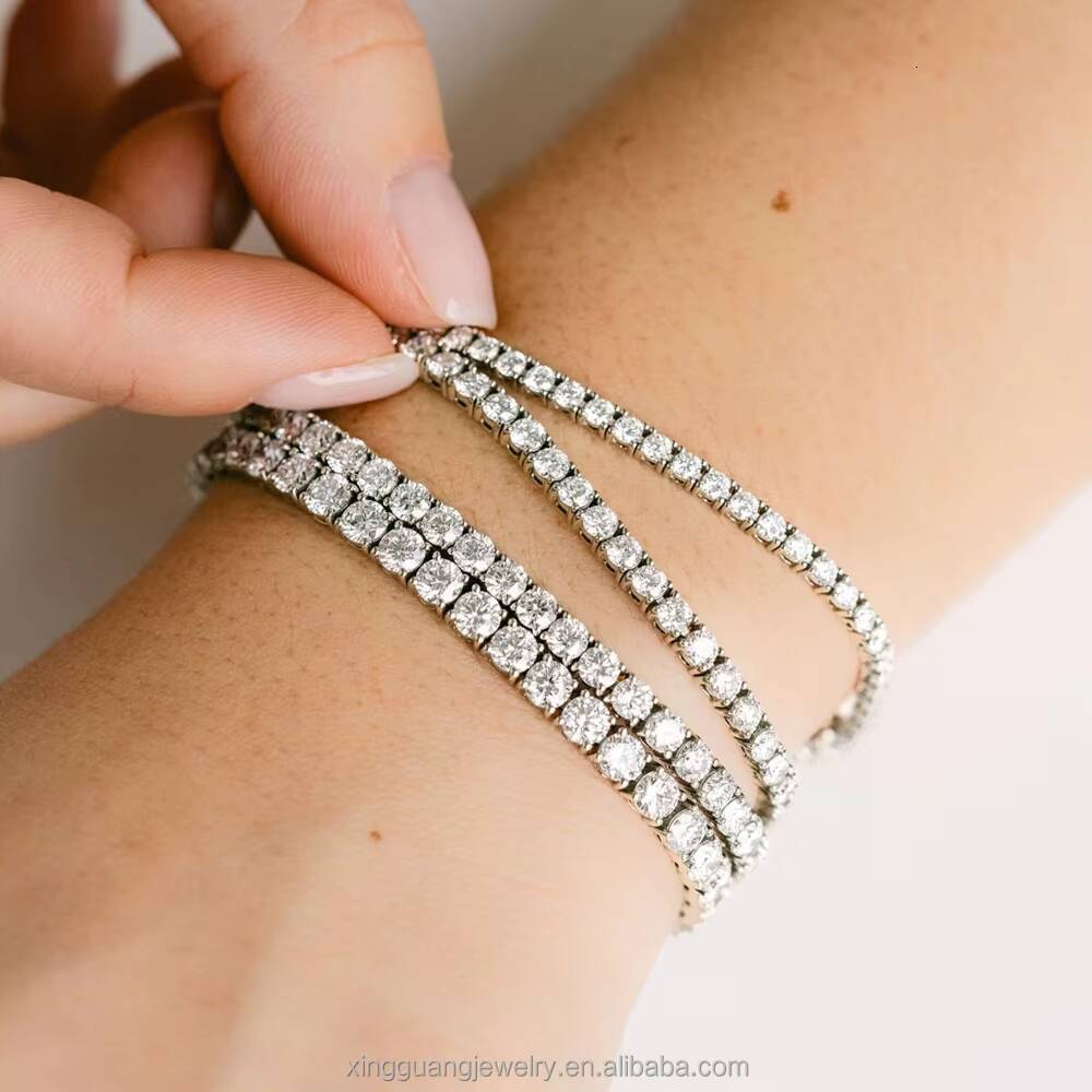 Popular Sale Prong Set Men Women 2mm to 6.5mm Wide Pass Diamond test VVS Moissanite Tennis Chain Bracelets 925 Silver Jewelry
