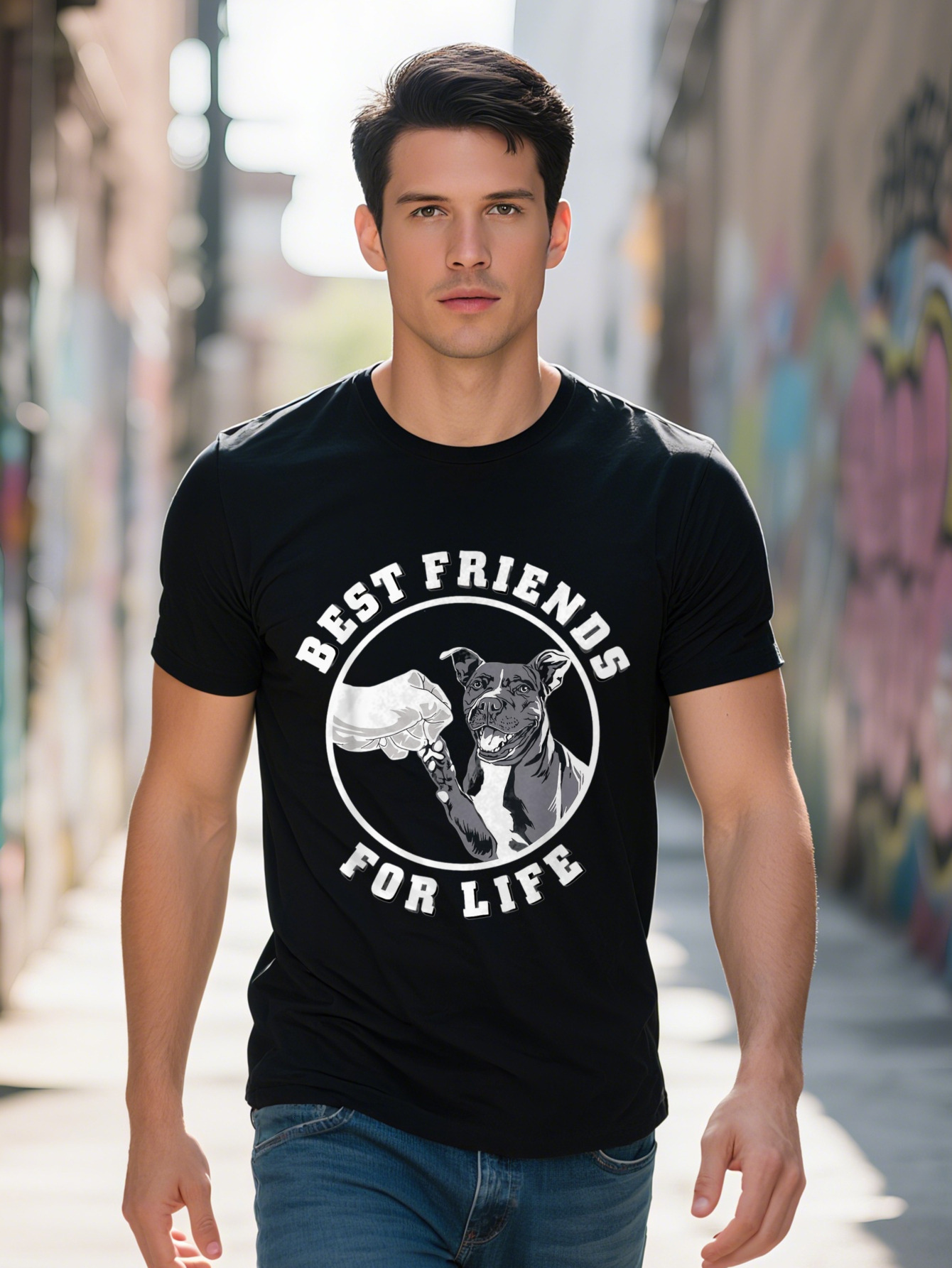 Pitbull Best Friends For Life Pet Dog Pit Bull Lover T Shirt Cotton b7e92