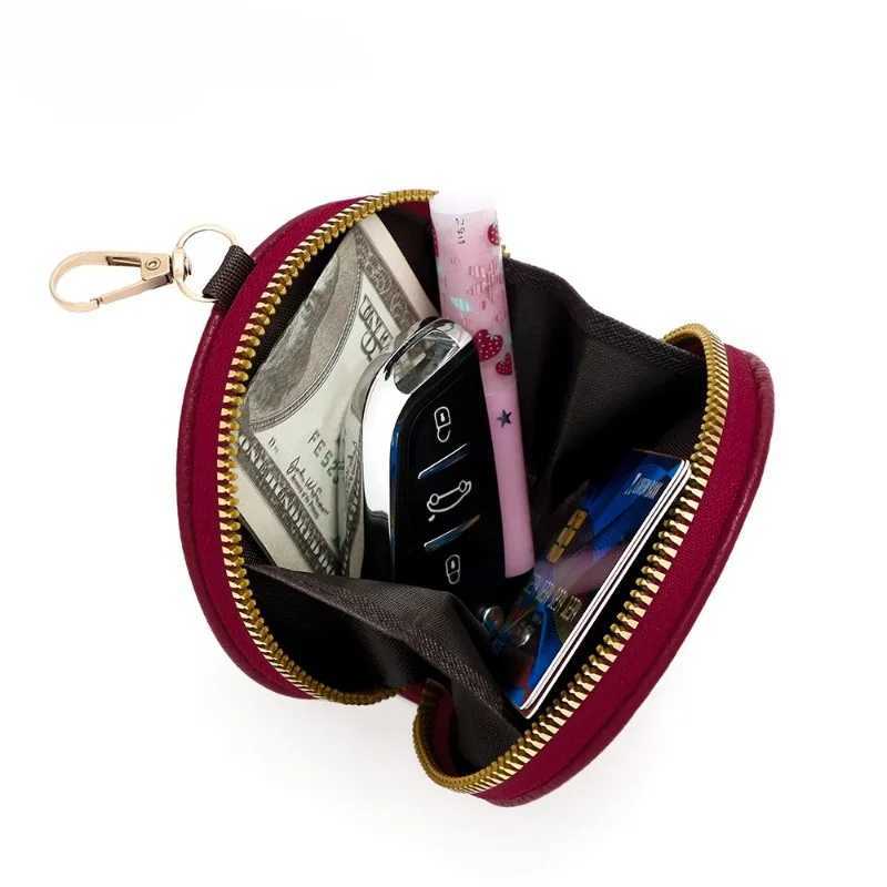 Customized Keychain Blank Laser Engrave PU Leather Womens Zipper Coin Purse Portable Round Mini Personalized Hanging Bag G250802