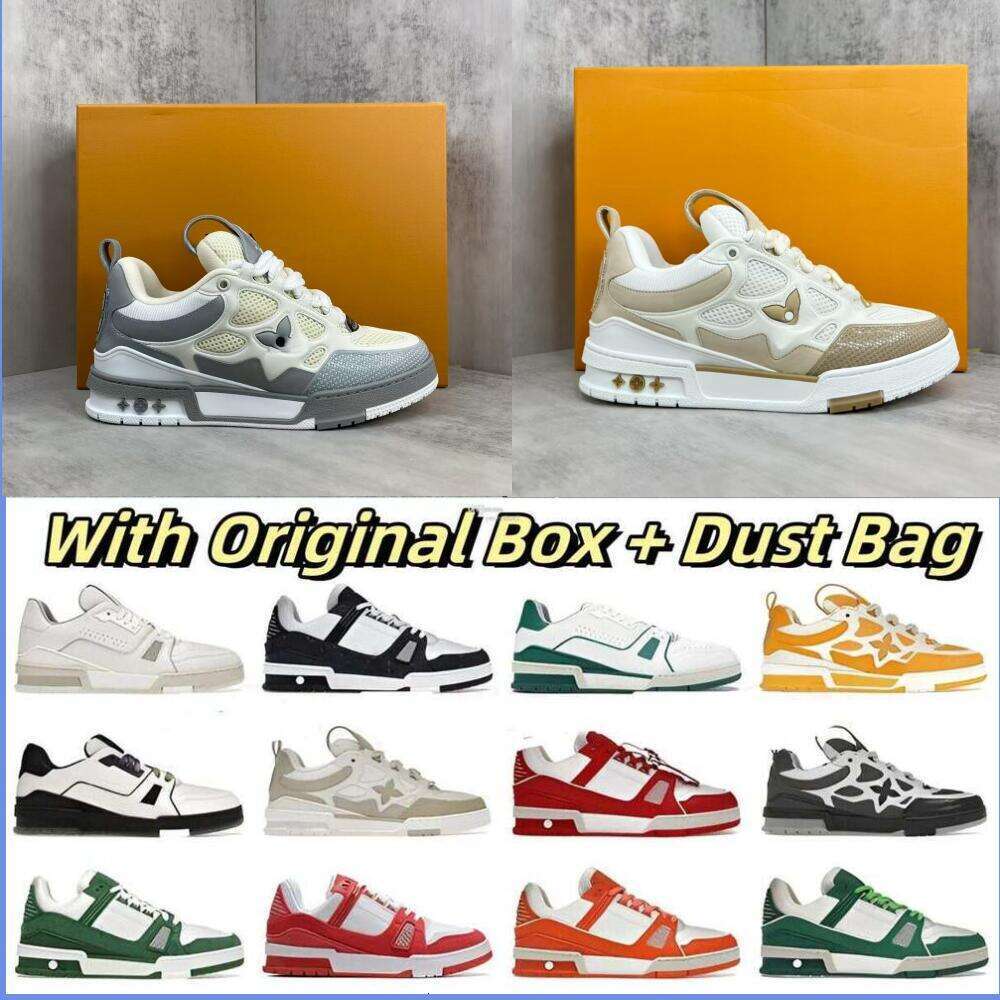 Top Designer Skate Shoes Trainers High Quality Men's and Women's Sneakers Casual Fashion Running Lace-up Low-top Sports Breathable Black White 26