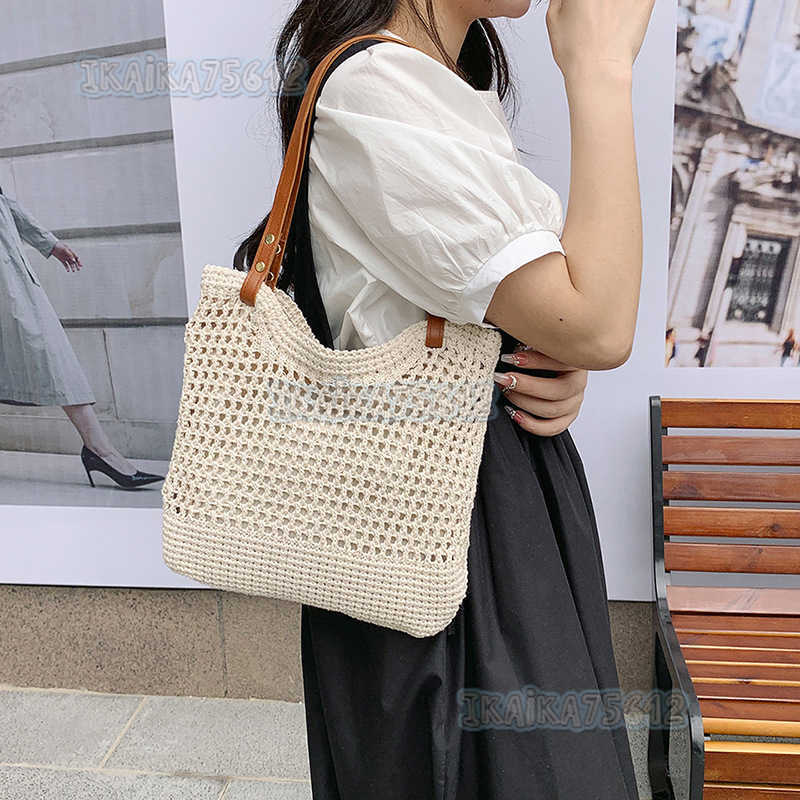 Woven Straw Bag for Women Large Capacity 2025 New Model Single Shoulder Commuter Beach Vacation Tote Bag H250804